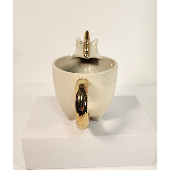 Beautiful Unicorn Mug Cup Gold & Ivory White  (G4) - Picture 5 of 10